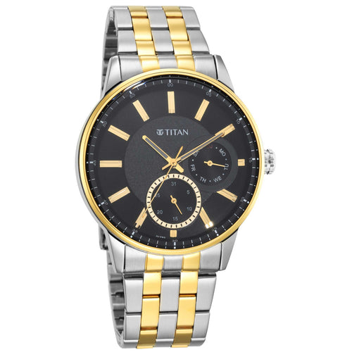 Titan Regalia Opulent Black Dial Analogue Stainless Steel Strap Watch for Men