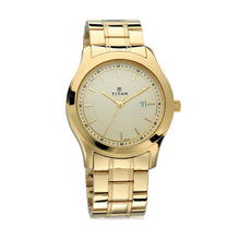 Load image into Gallery viewer, Titan Quartz Analogue with Date Champagne Dial Stainless Steel Strap Watch for Men