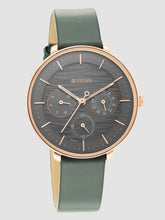 Load image into Gallery viewer, Titan Women's Svelte Black: Multi-Function Watch with Leather Strap