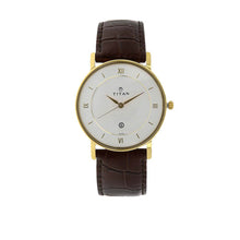 Load image into Gallery viewer, Titan Quartz Analogue with Date White Dial Leather Strap Watch for Men