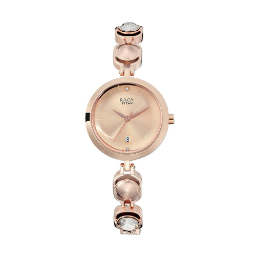 Titan Raga Viva Rose Gold Dial Analogue with Date Metal Strap watch for Women