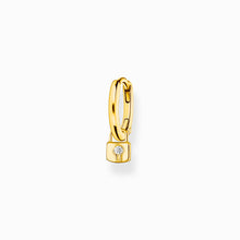 Load image into Gallery viewer, Single hoop earring with padlock pendant gold
