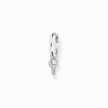 Load image into Gallery viewer, Single hoop earring with key pendant silver