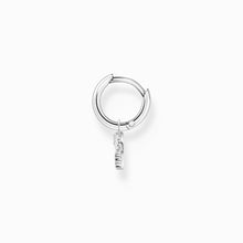 Load image into Gallery viewer, Single hoop earring with key pendant silver