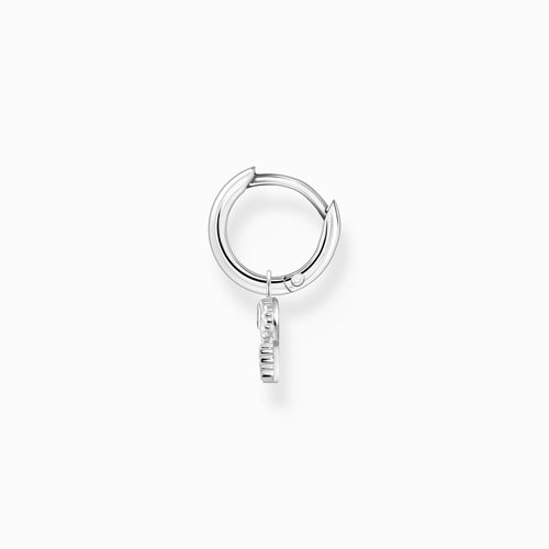 Single hoop earring with key pendant silver