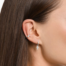 Load image into Gallery viewer, Single hoop earring with key pendant silver