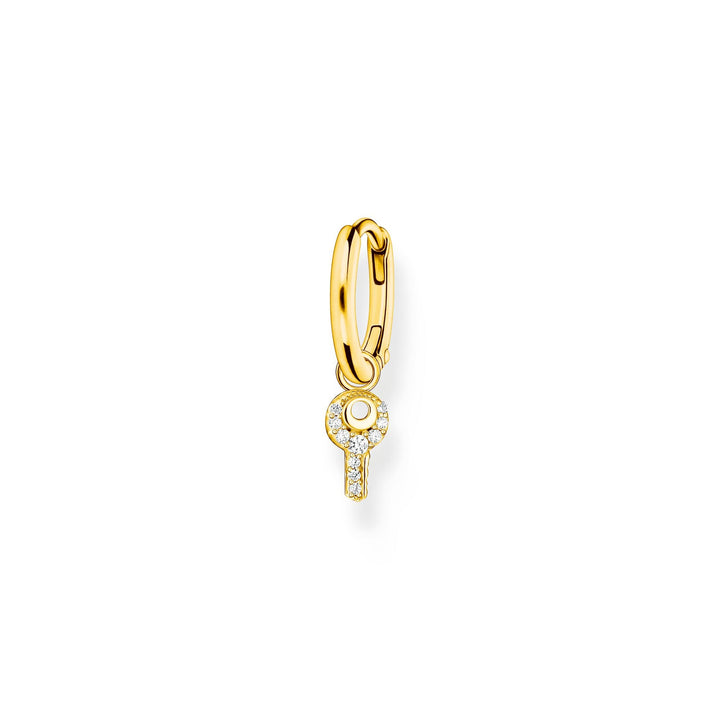 Single hoop earring with key pendant gold