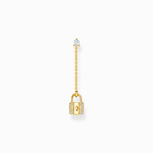 Load image into Gallery viewer, Single earring lock with white stones gold
