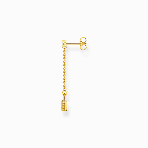 Single earring lock with white stones gold