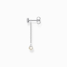 Load image into Gallery viewer, Single ear stud with pearls pendant long silver