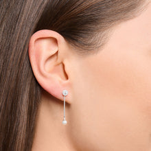 Load image into Gallery viewer, Single ear stud with pearls pendant long silver