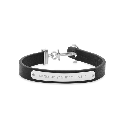 Paul Hewitt Signum Male Coordinates Silver / Black Bracelet - XXL