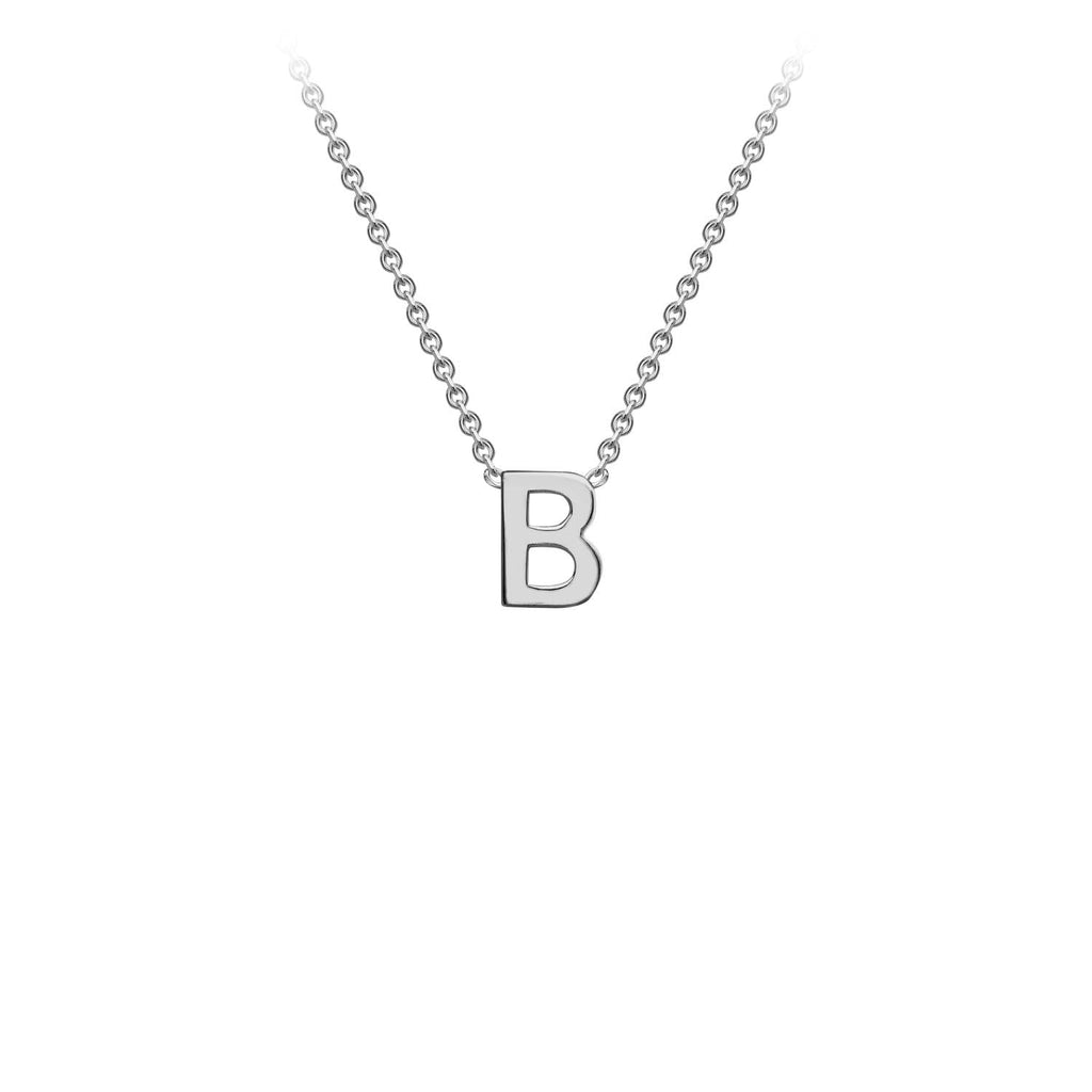 9K White Gold 'B' Initial Adjustable Letter Necklace 38/43cm