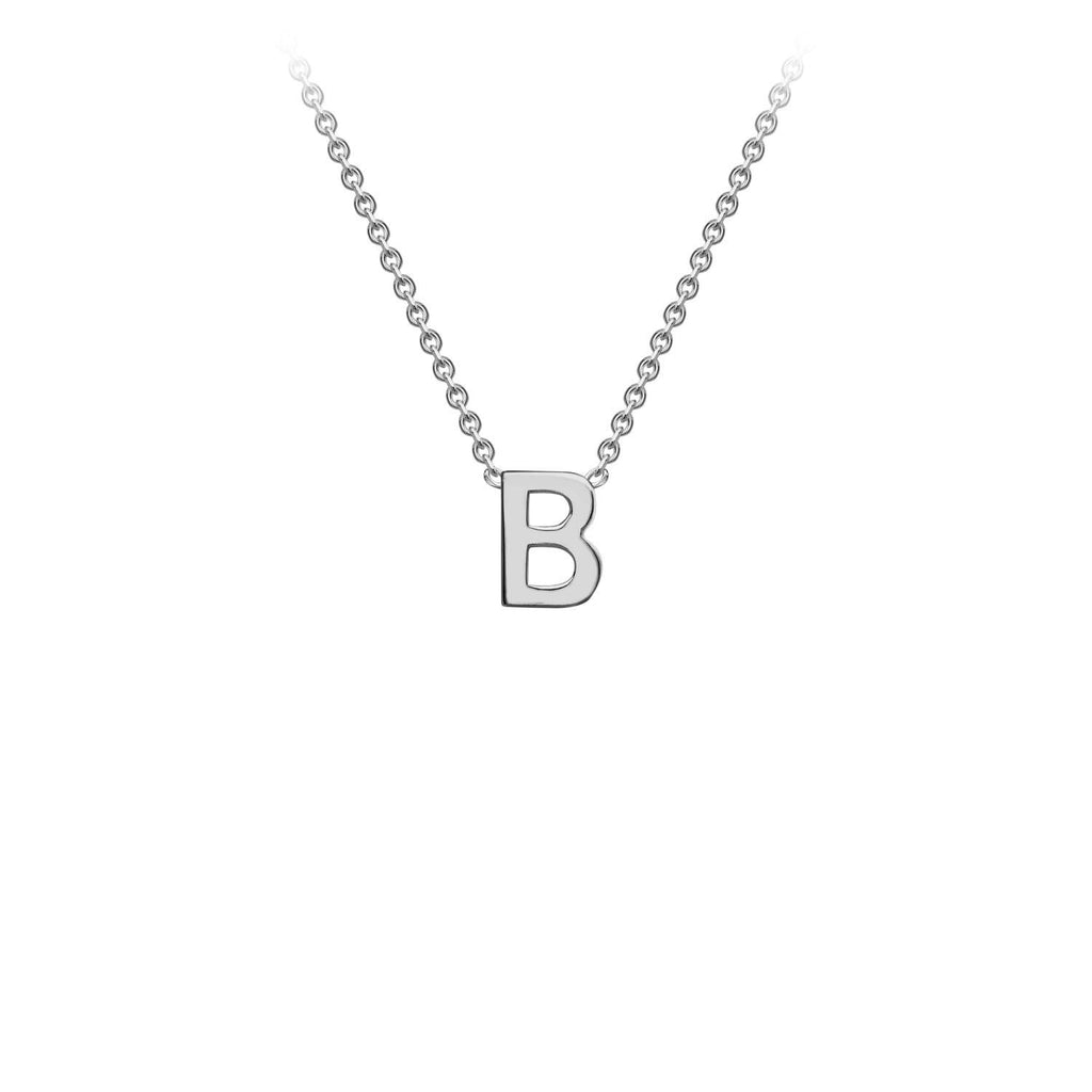 9K White Gold 'B' Initial Adjustable Necklace 38cm/43cm | The Jewellery Boutique Australia