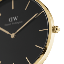 Load image into Gallery viewer, Daniel Wellington Petite 36 Evergold Gold & Black Watch