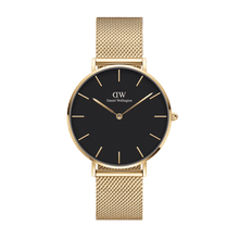Load image into Gallery viewer, Daniel Wellington Petite 36 Evergold Gold & Black Watch