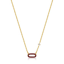 Load image into Gallery viewer, Ania Haie Claret Red Enamel Gold Link Necklace