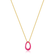Load image into Gallery viewer, Neon Pink Enamel Gold Twisted Pendant Necklace