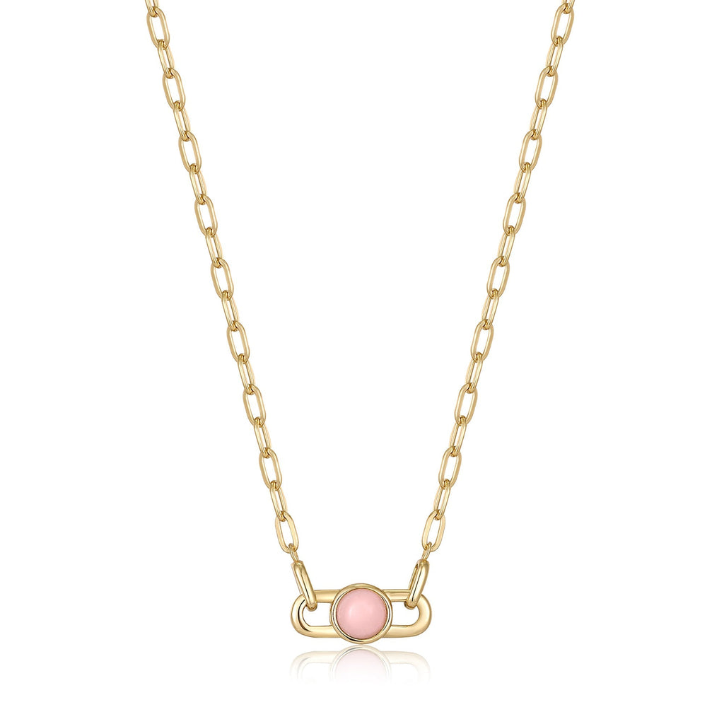 Ania Haie Gold Orb Rose Quartz Link Necklace