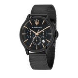 EPOCA 42mm Black Steel Mesh Watch