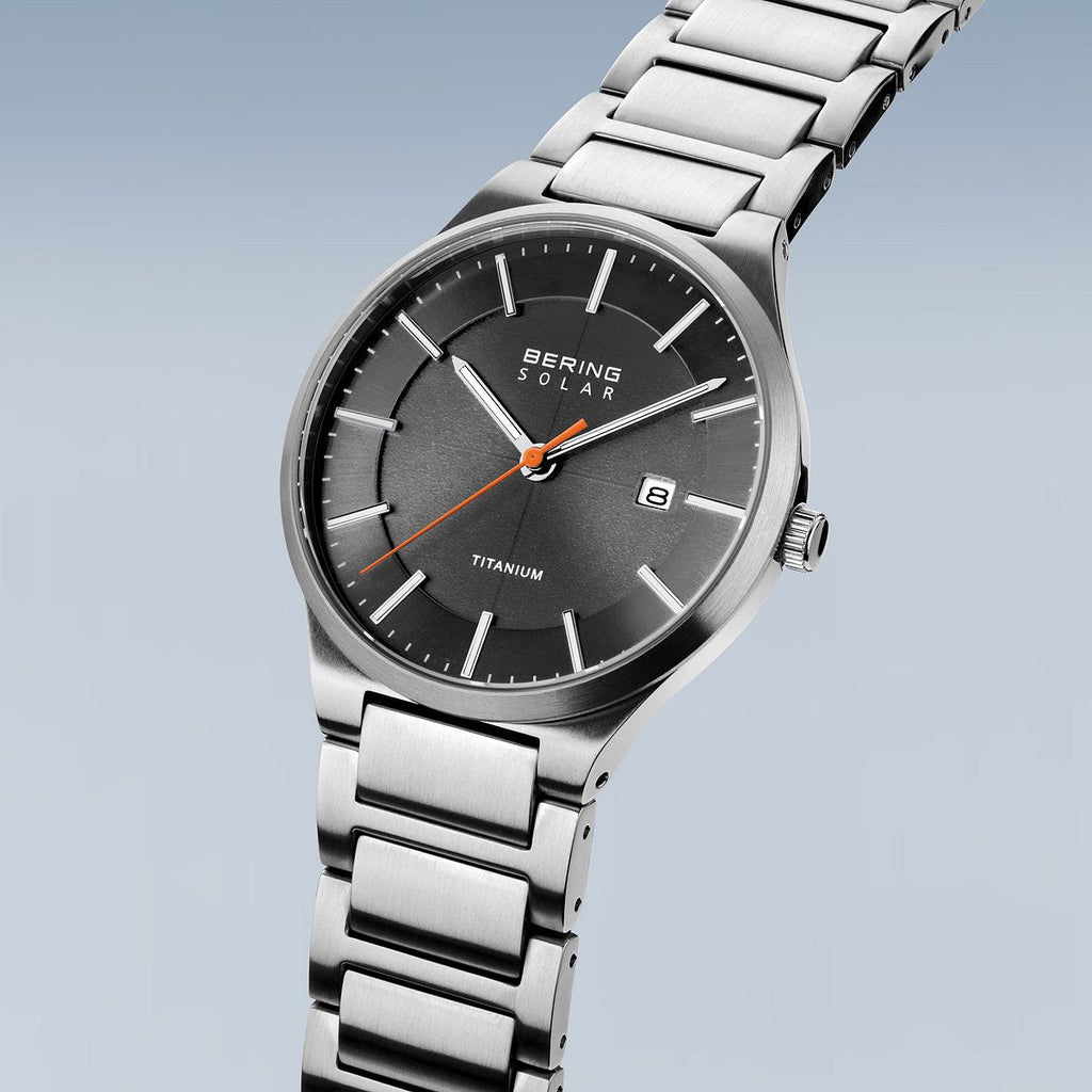 Bering Solar 39mm Grey Titanium Links Strap Watch