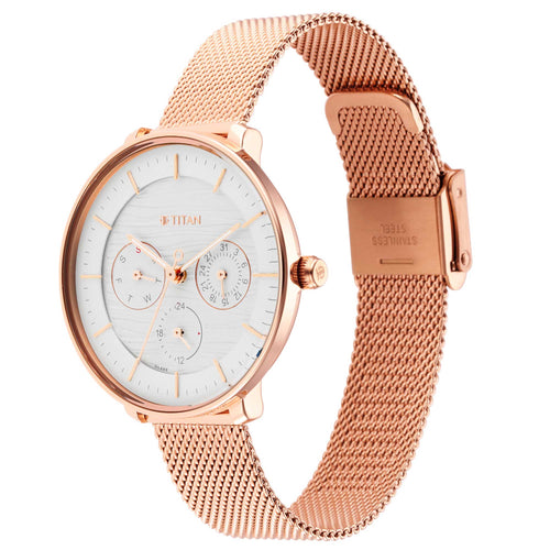 Titan Workwear Silver Dial Women Watch With Stainless Steel Strap