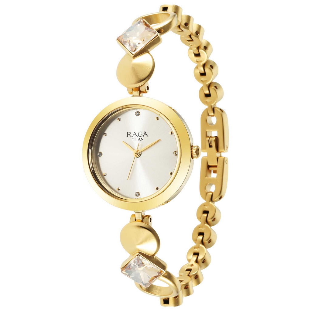 Titan Love All Champagne Dial Analogue Metal Strap Watch for Women