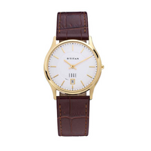 Load image into Gallery viewer, Titan Edge White Dial Analogue with Date Leather Strap Watch for Men