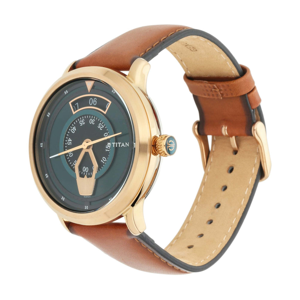 Titan Maritime Green Dial Analogue Leather Strap watch for Men