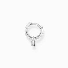 Load image into Gallery viewer, Single hoop earring with padlock pendant silver