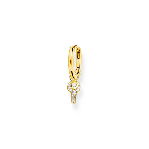 Single hoop earring with key pendant gold
