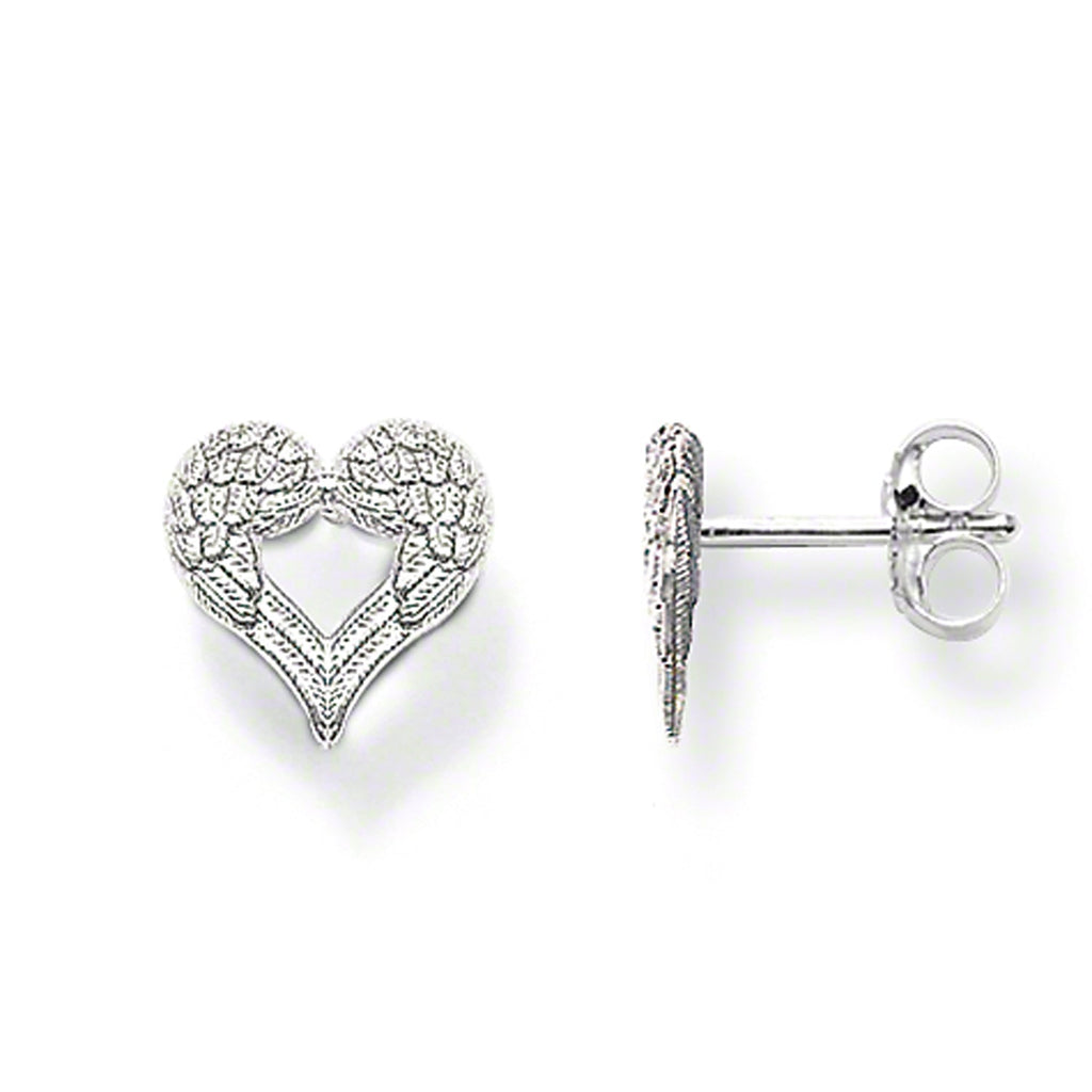 Ear Studs Winged Heart Silver