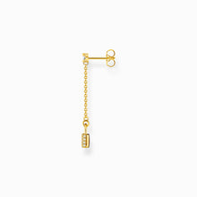 Load image into Gallery viewer, Single earring lock with white stones gold