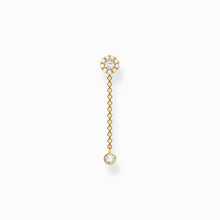 Load image into Gallery viewer, Single ear stud with pendant stone long gold