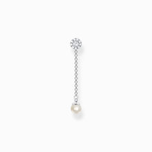 Load image into Gallery viewer, Single ear stud with pearls pendant long silver