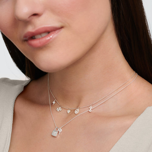 Necklace lock with key silver