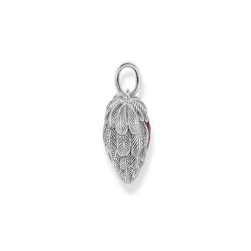 Pendant Red Feather Heart Small