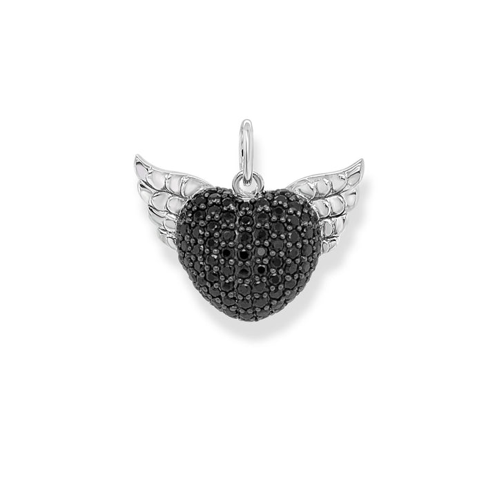 Pendant Winged Heart Black Small