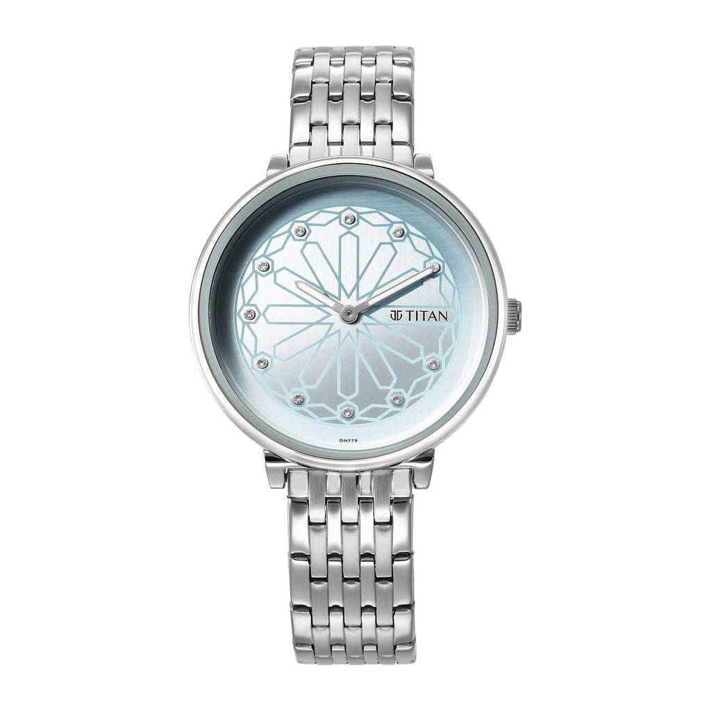 Titan Marhaba Sky Blue Dial Analogue Stainless Steel Strap watch for Women