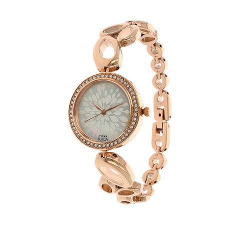 Titan Raga Garden of Eden White Dial Analogue Metal Strap watch for Women