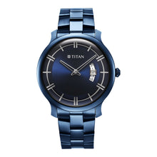 Load image into Gallery viewer, Titan Classic Distincta Blue Dial Analogue with Date Stainless Steel Strap watch for Men