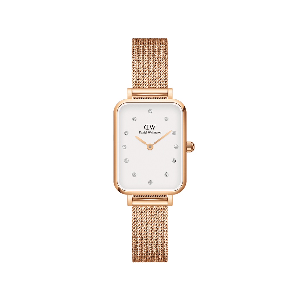 Daniel Wellington Quadro 20X26 Pressed Melrose Lumine Rose Gold & White Watch