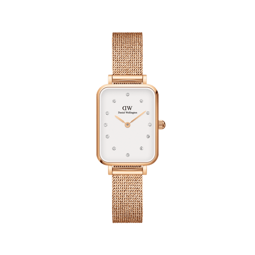 Daniel Wellington Quadro 20X26 Pressed Melrose Lumine Rose Gold & White Watch