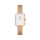 Daniel Wellington Quadro 20X26 Pressed Melrose Lumine Rose Gold & White Watch