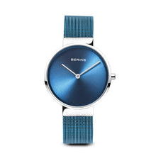 Load image into Gallery viewer, Bering Classic Polished Silver Blue Mesh Watch