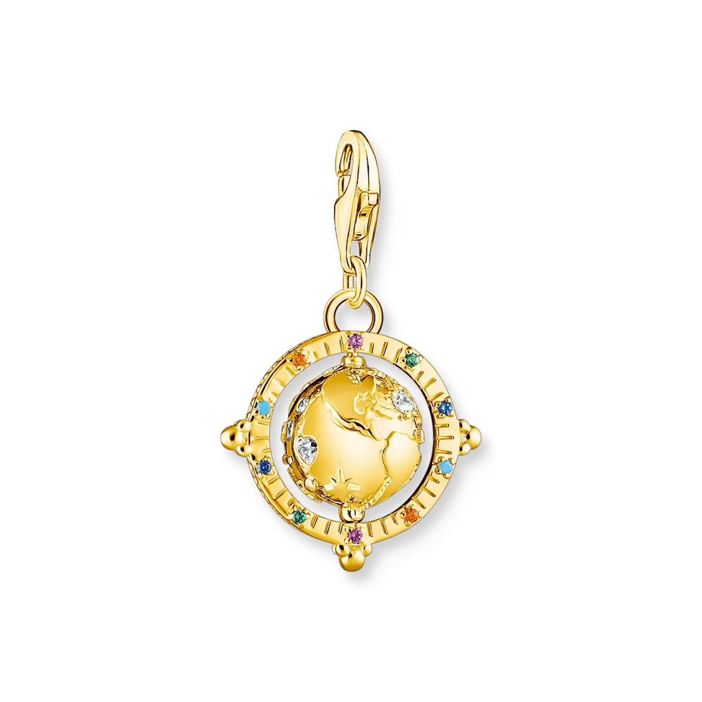 THOMAS SABO Charm Pendant Vintage Globe Gold Multi Stone