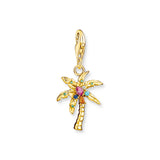 THOMAS SABO Charm Pendant Palm Tree Gold Multicoloured Stone