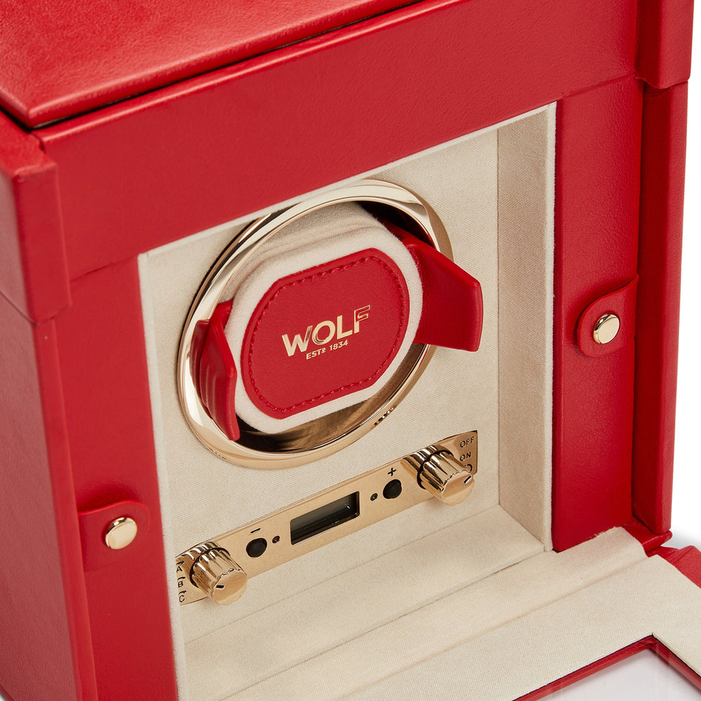 Wolf Palermo Single Watch Winder Red