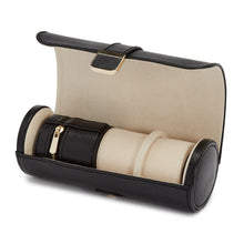Load image into Gallery viewer, Wolf Palermo Double Watch Roll with Jewellery Pouch Black