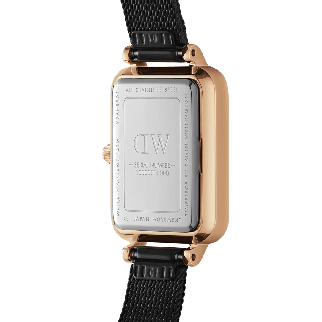 Daniel Wellington Quadro 20X26 Pressed Ashfield Rose Gold & Black Watch